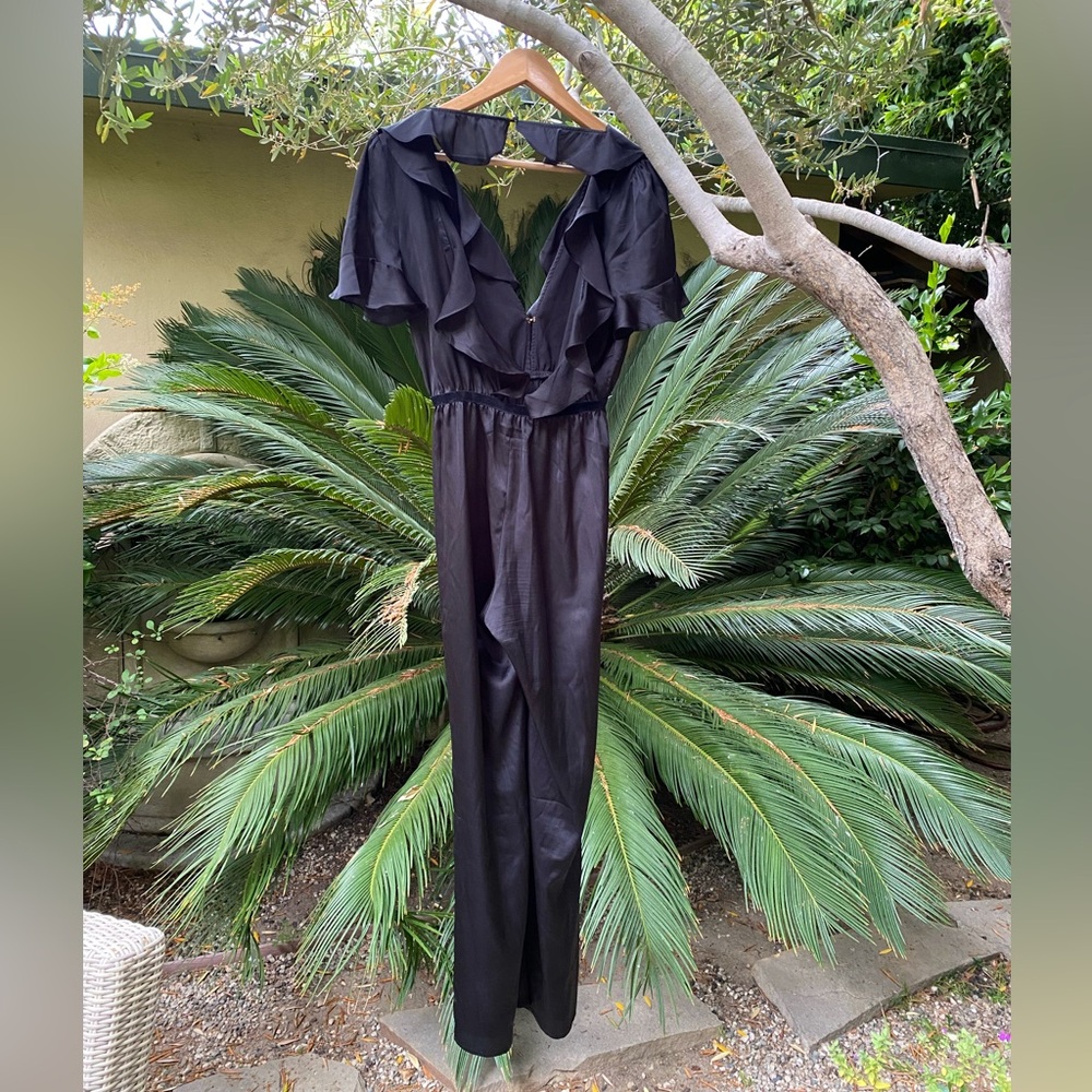 For Love and Lemons black silk backless one-piece